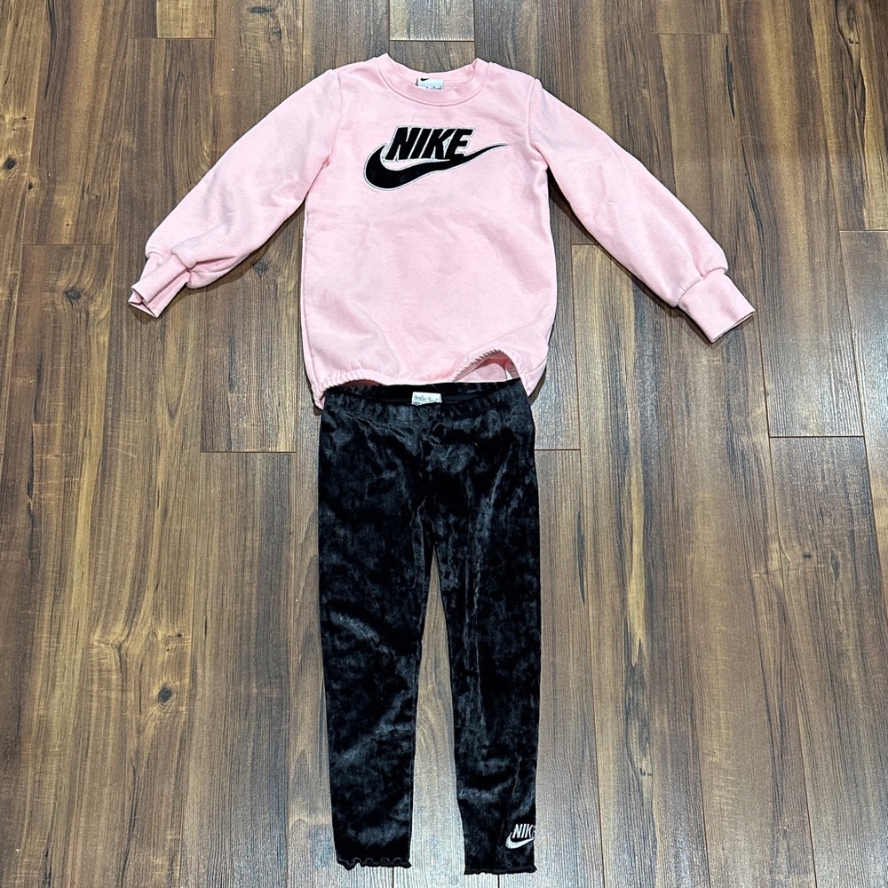 Nike Pink Sweatshirt and Black Leggings